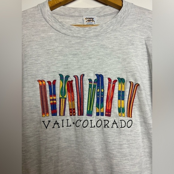 Crazy Shirt Hawaii Gray Embroidery Vail Colorado lightweight Sweatshirt 80s 90s - Picture 6 of 12